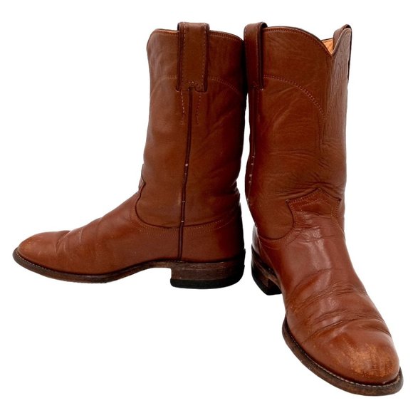 Justin Roper Cowboy Boots Womens 6 B Brown Leather Western Cowgirl Distressed - Picture 1 of 10